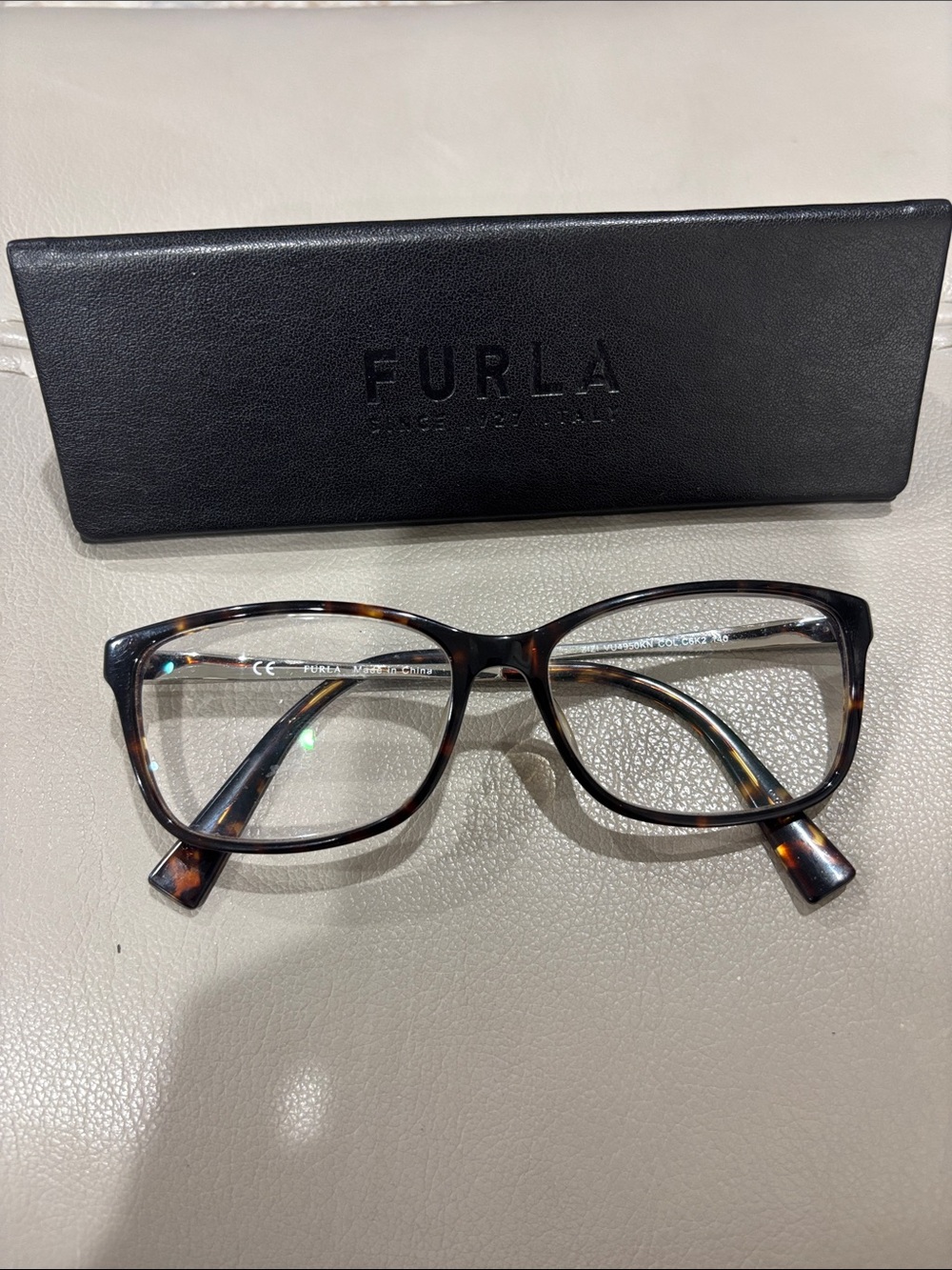 Furla ZIZI Women's Tortoise Brown Rectangular Glasses